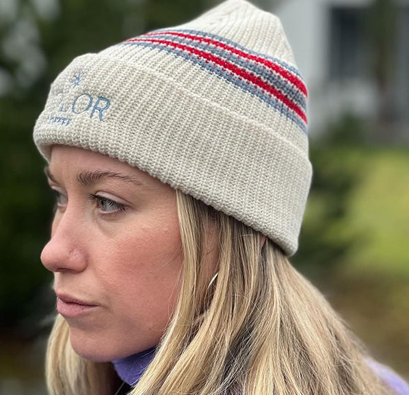 Color Coffee Retro Stripes Beanie