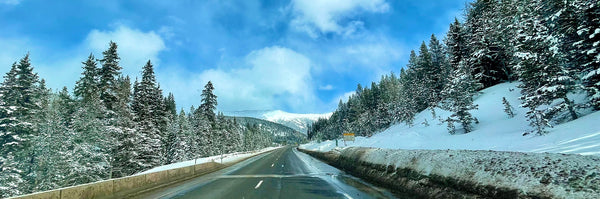 wintry scene of the Vail Pass in Colorado