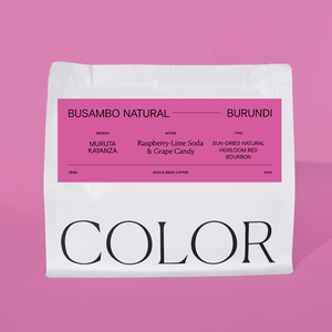 Coffee bag with pink label on a pink background