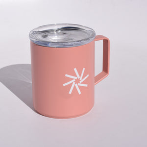 color coffee pink stainless steel camp mug with plastic lid