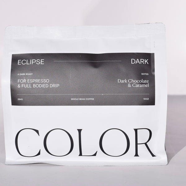 Color Coffee white 10oz whole bean coffee bag for Eclipse Dark Roast Coffee