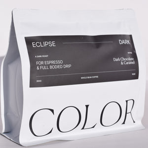 Color Coffee white 10oz whole bean coffee bag for Eclipse Dark Roast Coffee