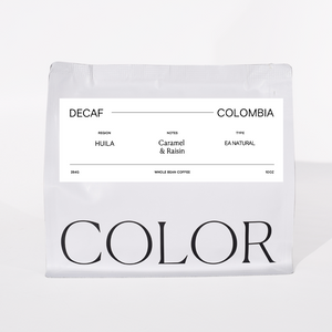 Coffee package with 'Color' branding on a white background