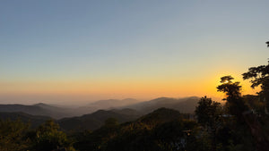 beautiful sunset overlooking mountain ranges in Mexico
