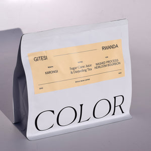 new Rwanda light roast coffee in our white 10oz coffee bag with salmon label