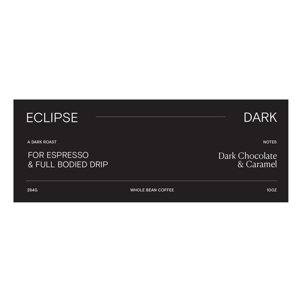 coffee label for eclipse dark roast coffee